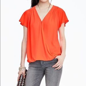 Banana Republic Neon Orange Wrap Top
